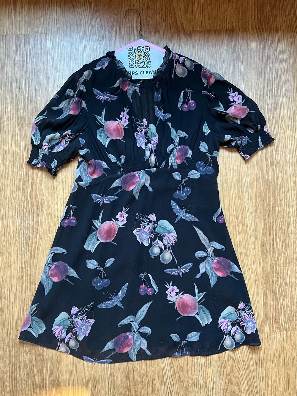 All Saints Lavine Soleil Botanical Fruit Print Mini Dress US 12